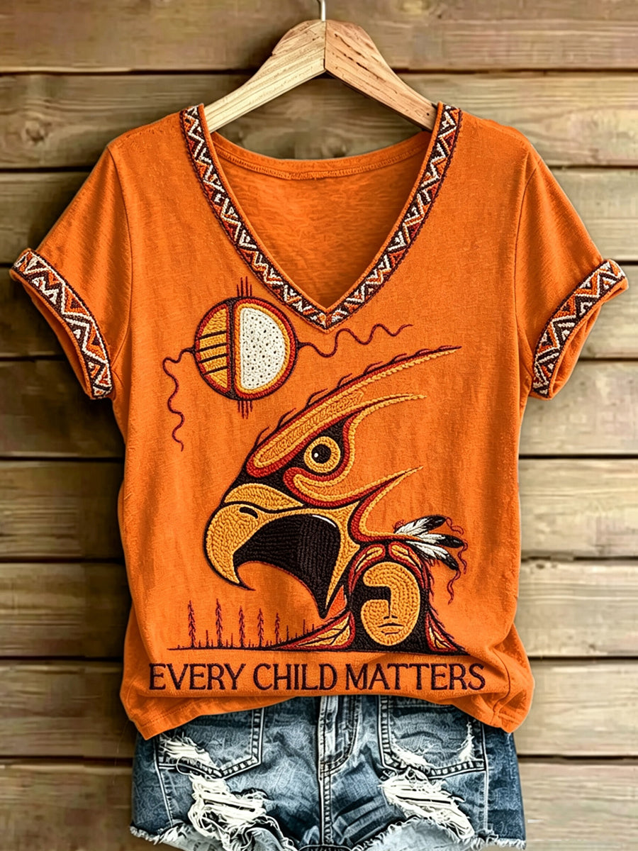 Women's Every Child Matters Printed Vintage Fashion Loose Short Sleeve T-Shirt