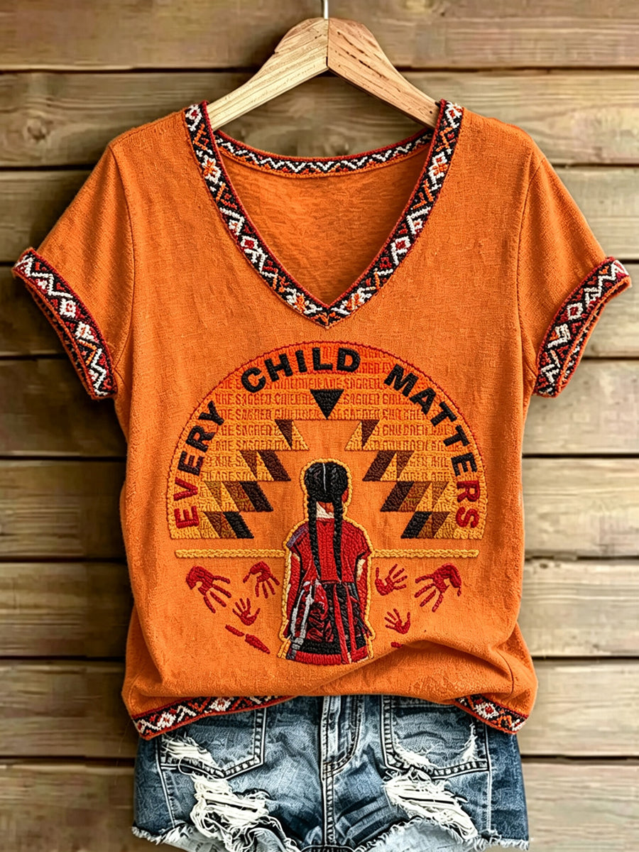 Women's Every Child Matters Printed Vintage Fashion Loose Short Sleeve T-Shirt