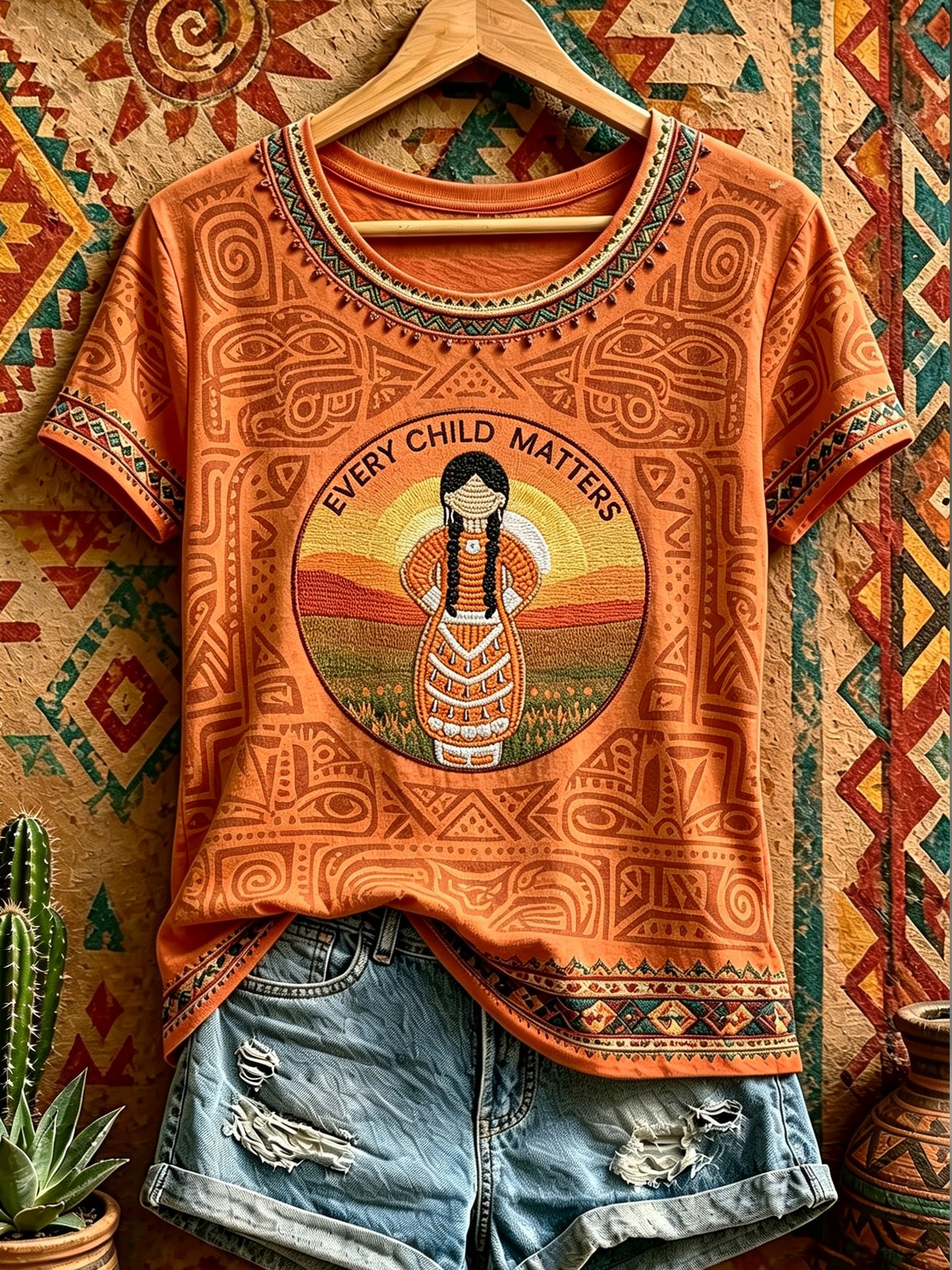 Women's Every Child Matters Printed Vintage Fashion Loose Short Sleeve T-Shirt