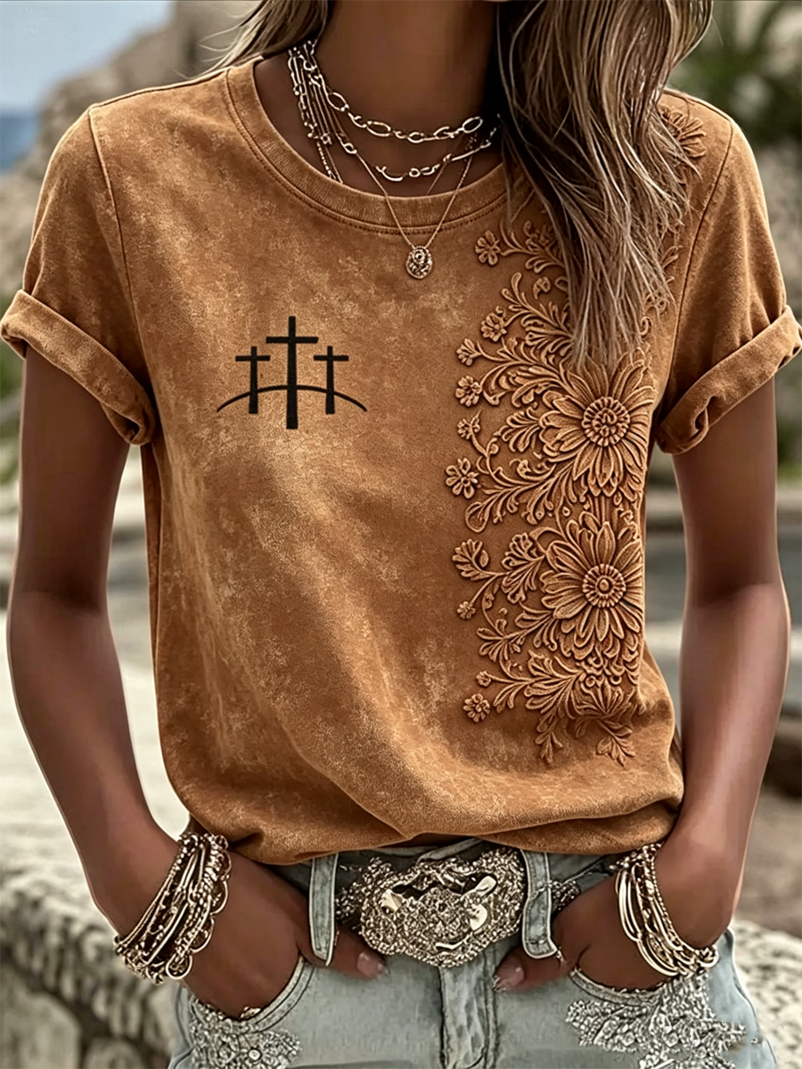 Women's Western-Style Faith Printshort-sleeved T-shirt
