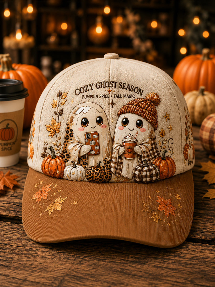 Unisex Vintage Autumn Cute Ghost Art Print Hat