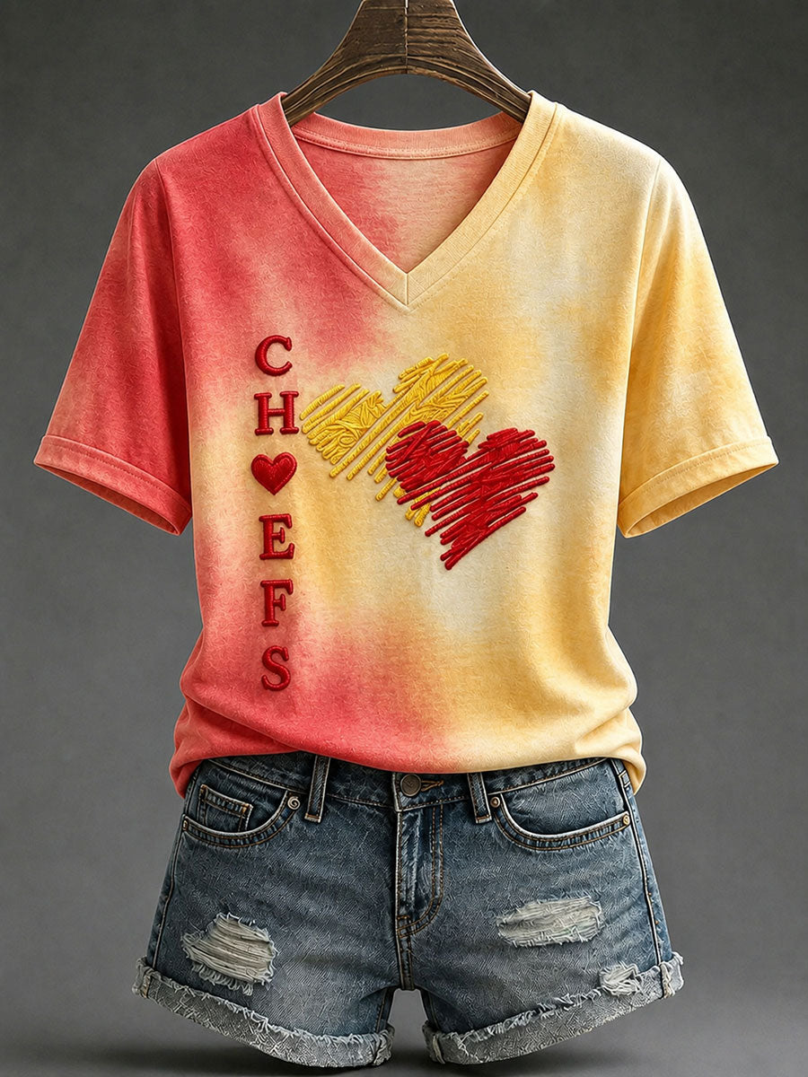 Women's Football Fan Print Casual T-Shirt
