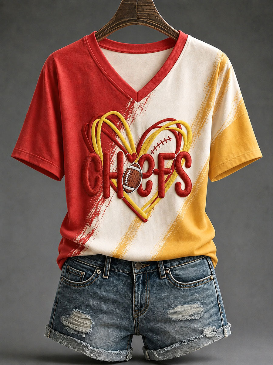Women's Football Fan Print Casual T-Shirt
