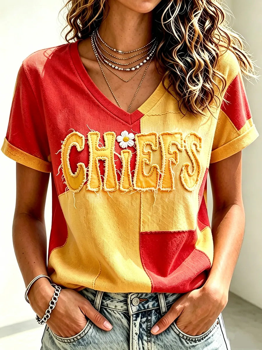 Women's Football Fan Print Casual T-Shirt