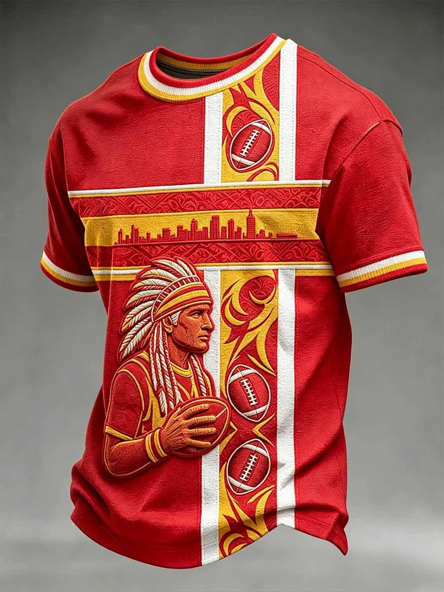 Men's Football Fan Print Casual T-Shirt