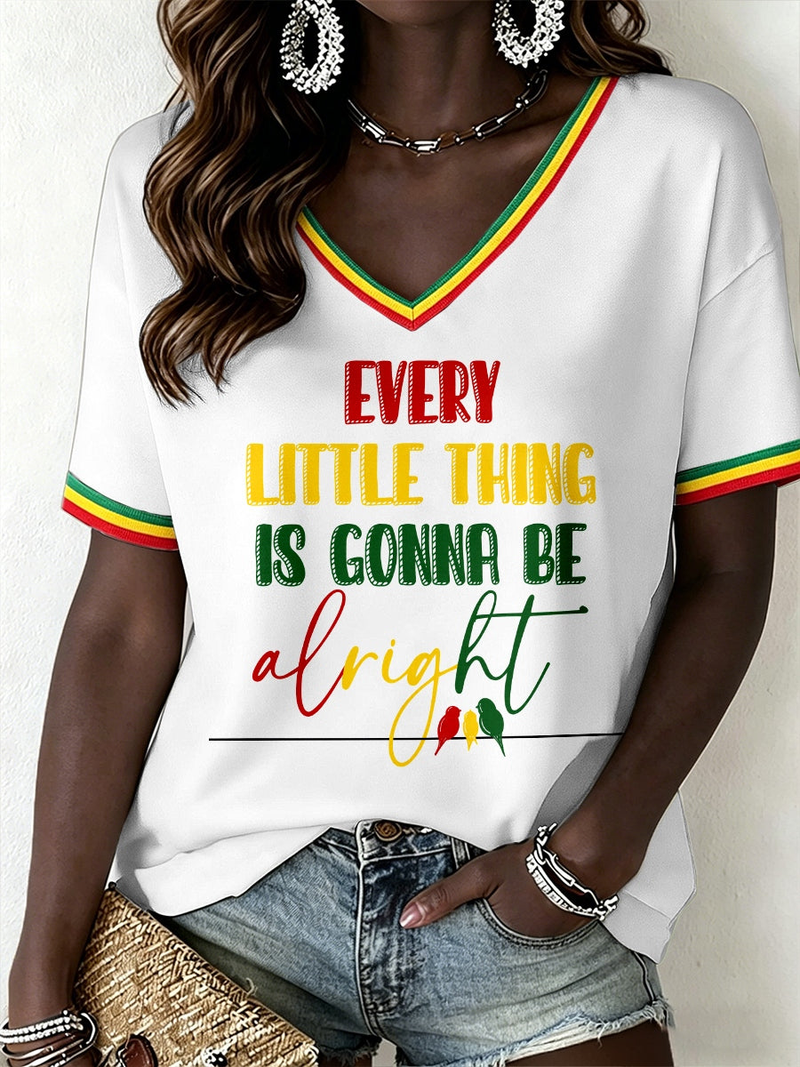 Women's Reggae Music V-Neck T-Shirt