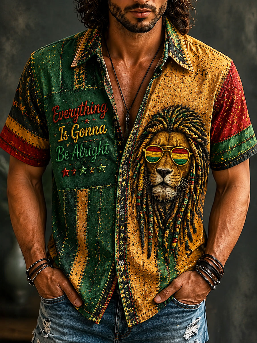 Men's Retro Reggae “Lion” Casual Shirt