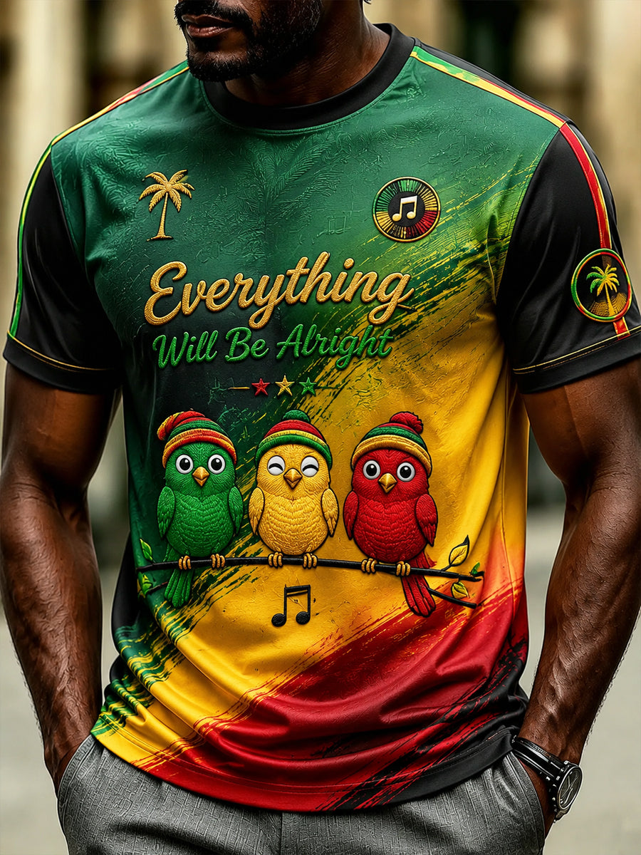 Retro Reggae Music Lover's Artistic Casual T-Shirt