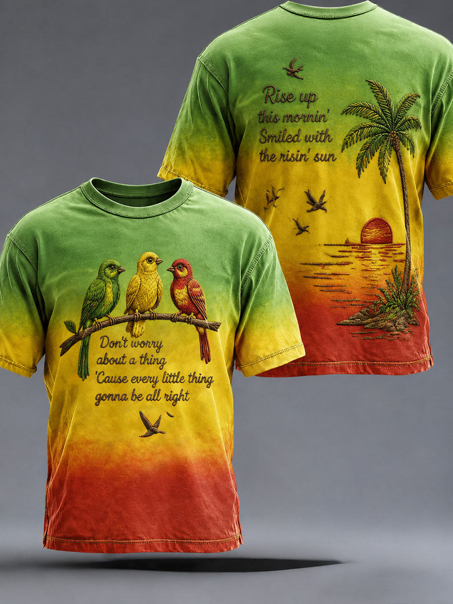 Men's 'Every Little Thing Is Gonna Be Alright' Printed Casual T-Shirt