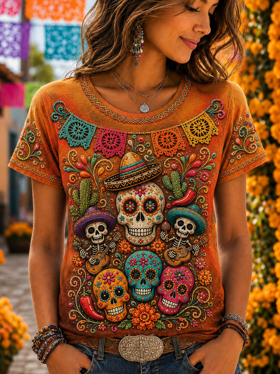 Women's Mexico's Day Of The Dead Short-Sleeved T-Shirt