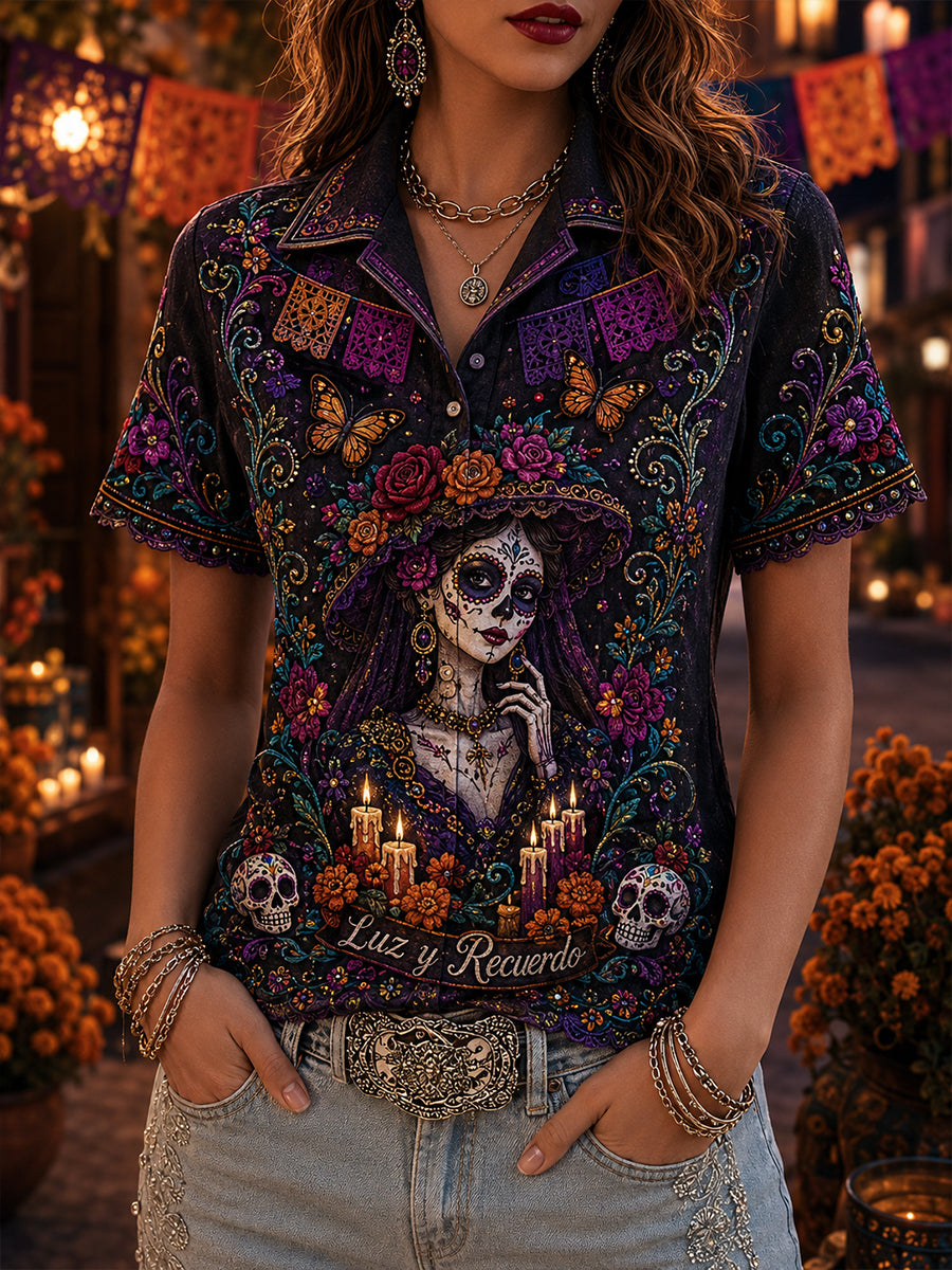 Women's Mexico Day Of The Dead Short-sleeved Shirt