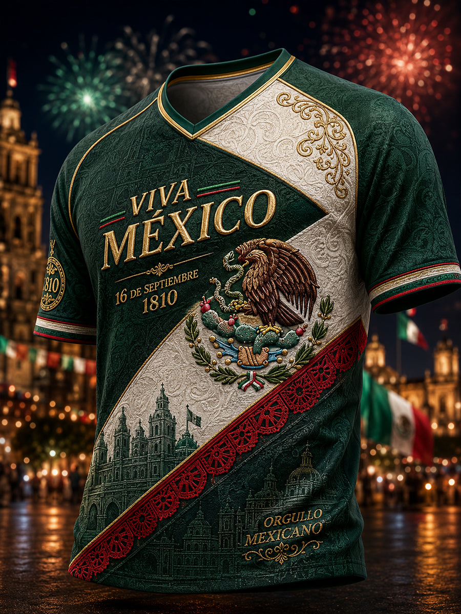 Men's Mexican Independence Day V-neck T-shirt