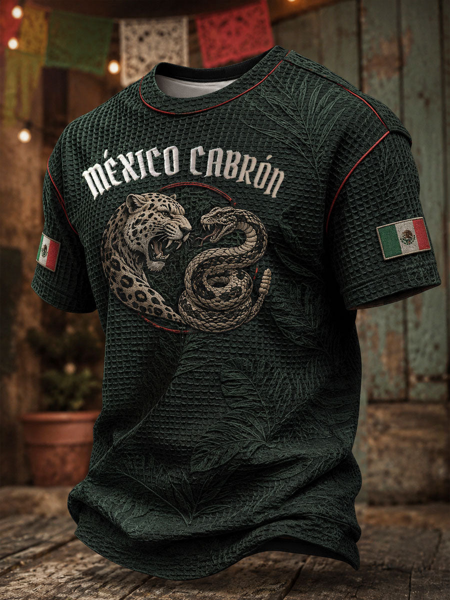 Men's Mexico Independence Day Art Printed Waffle T-Shirt