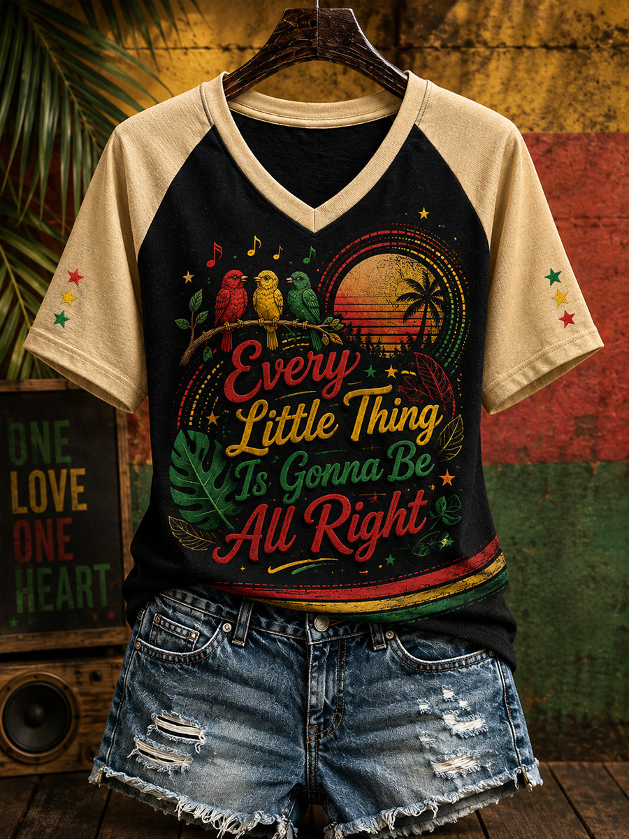 Women's V-Neck Raglan Short-Sleeve T-Shirt Featuring A Fun Slogan And Graphic Print