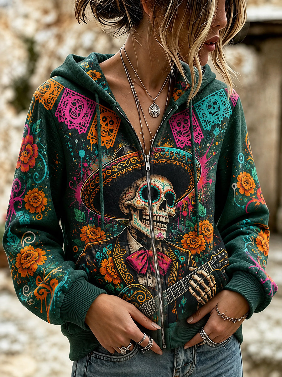 Women's Mexico's Day of the Dead Zip-Up Hoodie