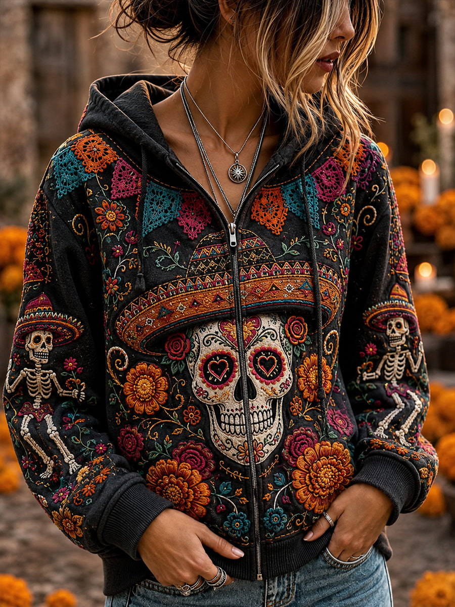 Women's Mexico's Day of the Dead Zip-Up Hoodie