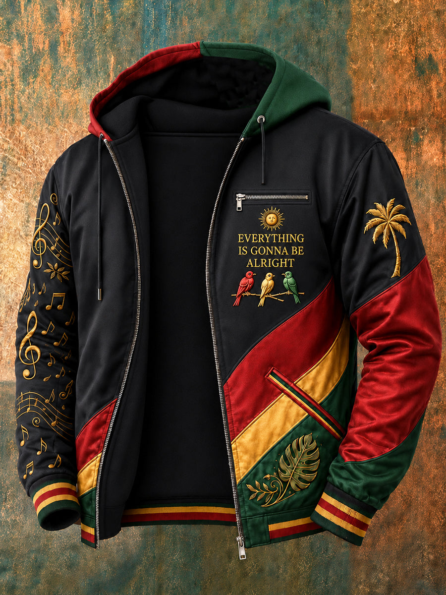 Men's Reggae Printed Long Sleeved Hooded Jacket