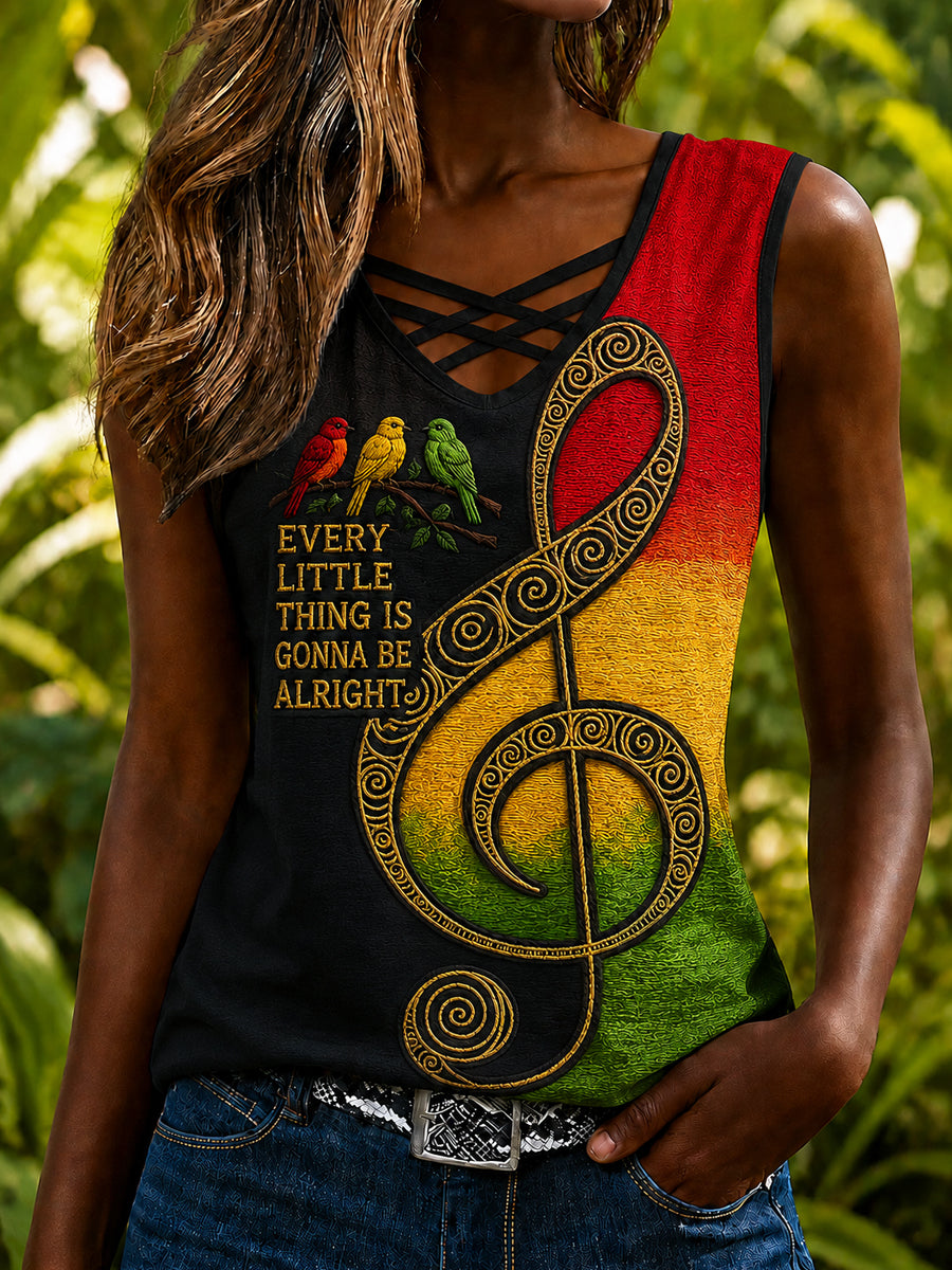 Women's Retro Reggae Print Sleeveless Tank Top