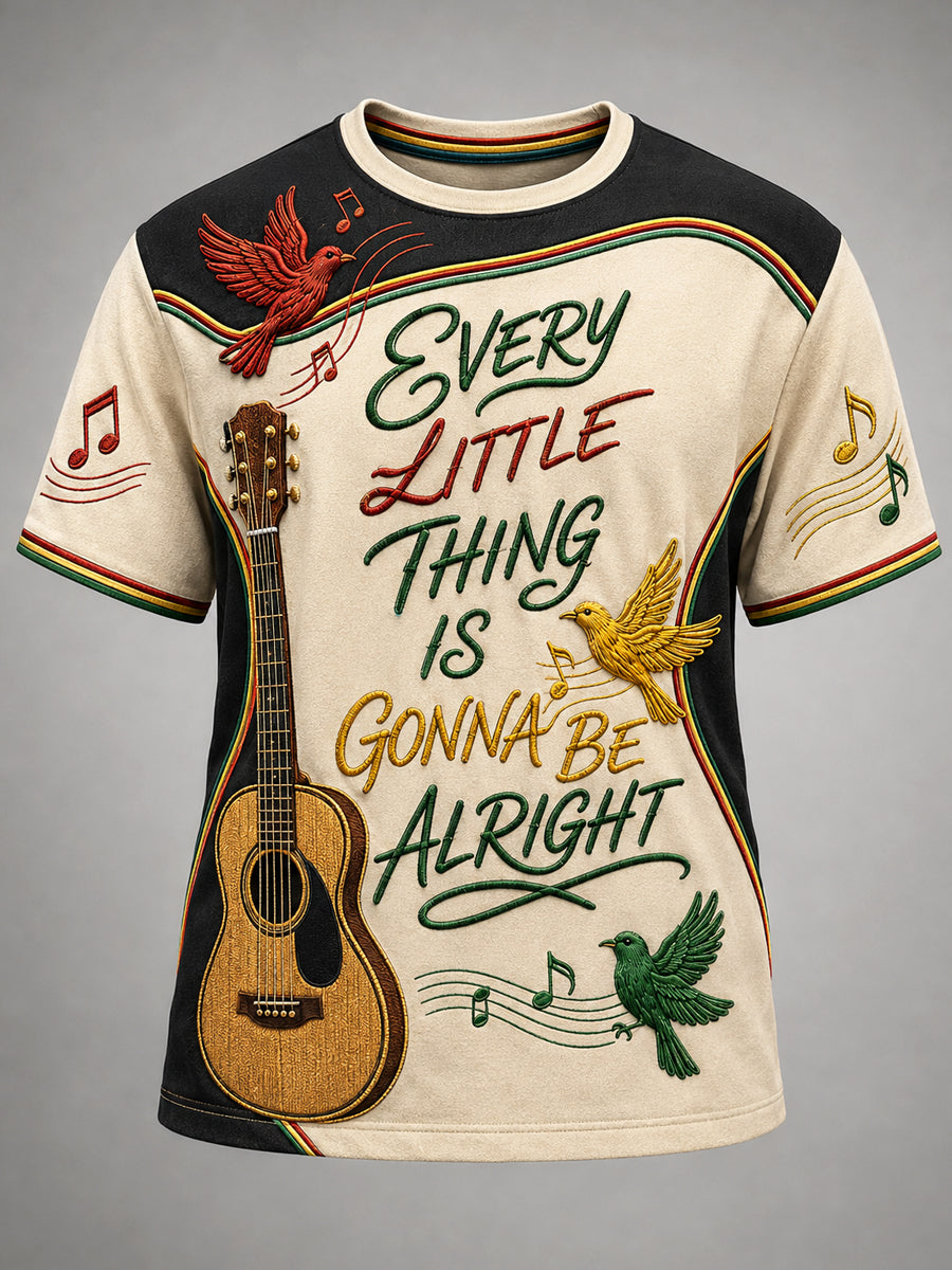 Men's Reggae Printed Vintage Fashion Loose Short Sleeve T-Shirt