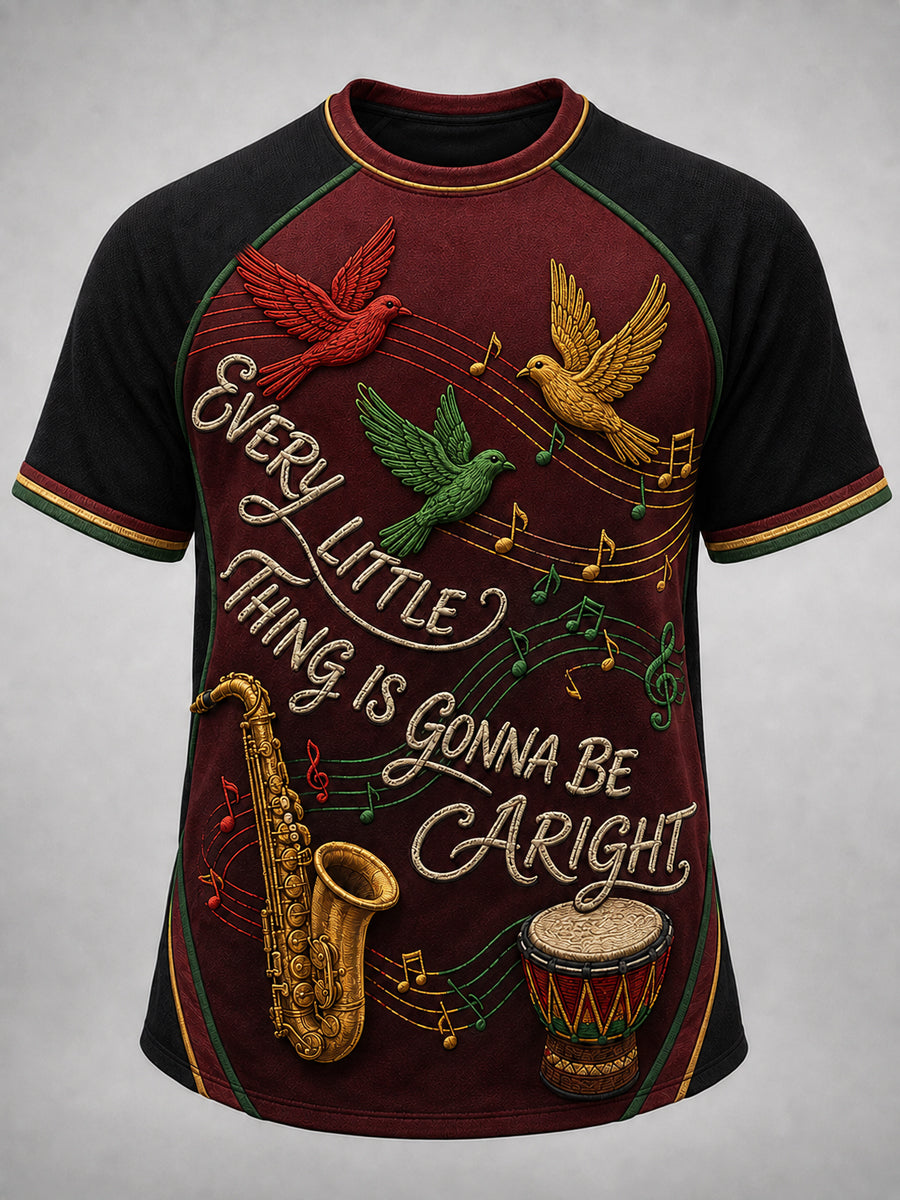 Men's Reggae Printed Vintage Fashion Loose Short Sleeve T-Shirt