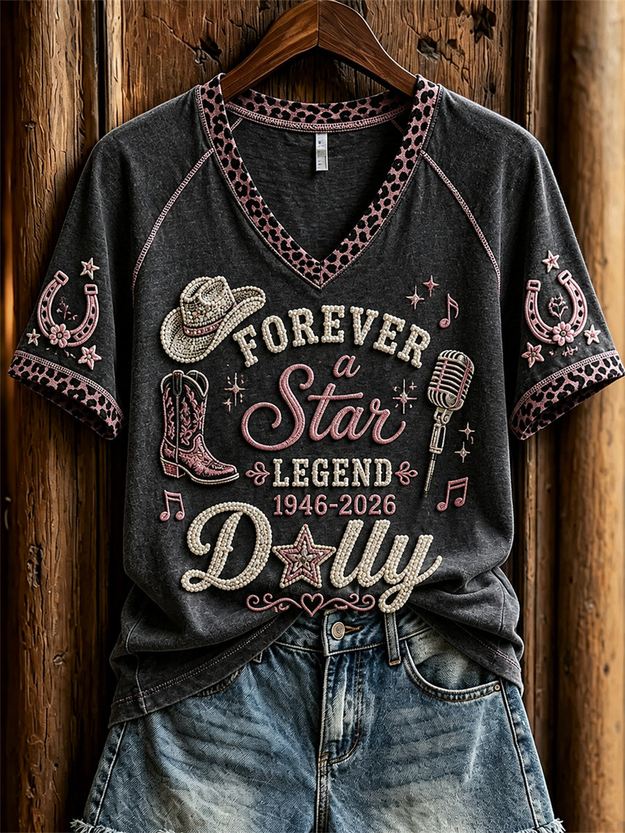 Women's Country Music Legend Print Memorial short-sleeved T-shirt