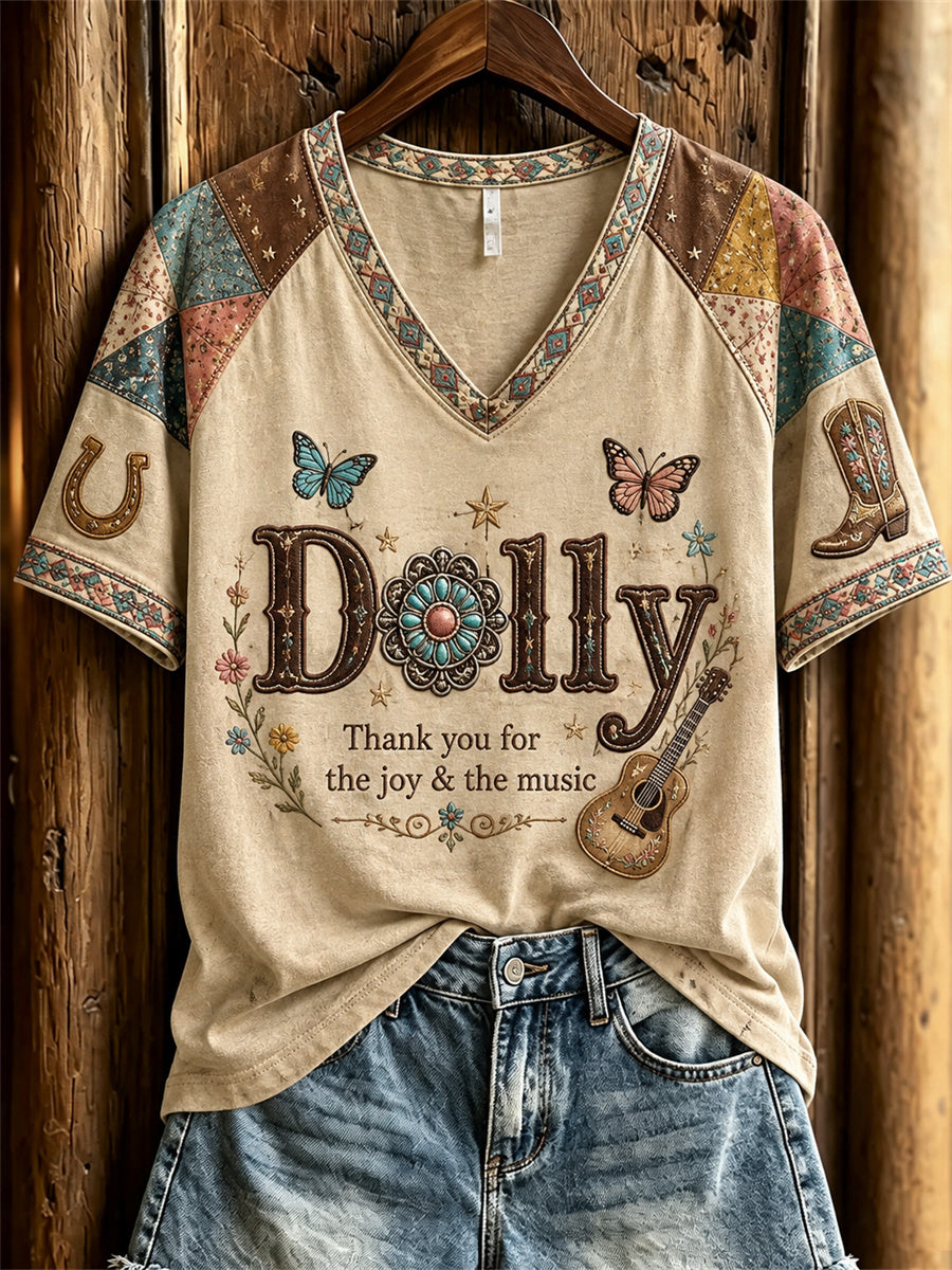 Women's Country Music Angel Inspired Vintage Print Memorial short-sleeved T-shirt