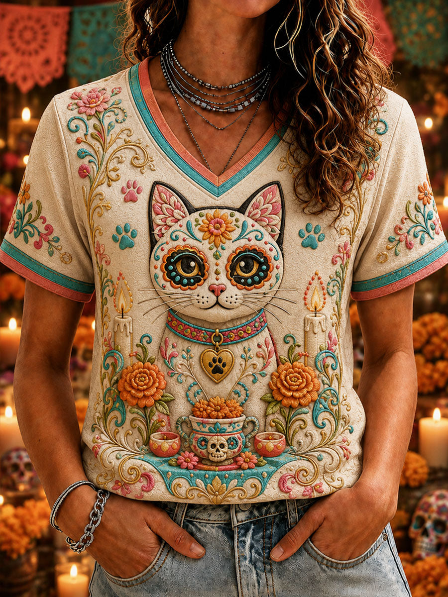 Women’s Day of the Dead Printed Casual T-Shirt