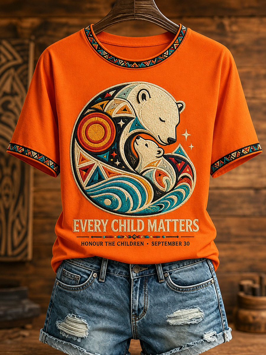 Women's Every Child Matters Printed Vintage Fashion Loose Short Sleeve T-Shirt