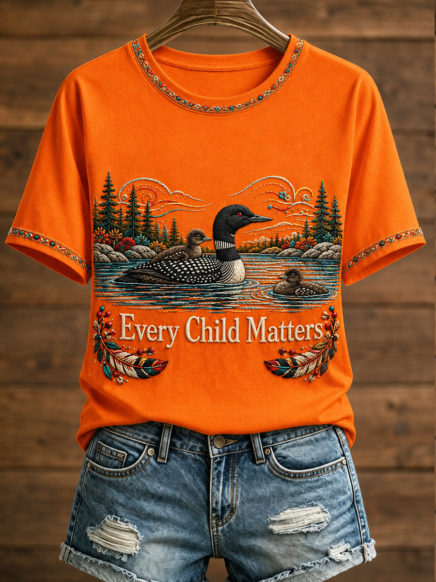 Women's Every Child Matters Printed Vintage Fashion Loose Short Sleeve T-Shirt