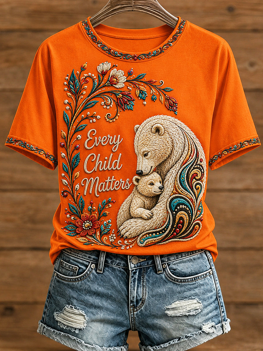 Women's Every Child Matters Printed Vintage Fashion Loose Short Sleeve T-Shirt
