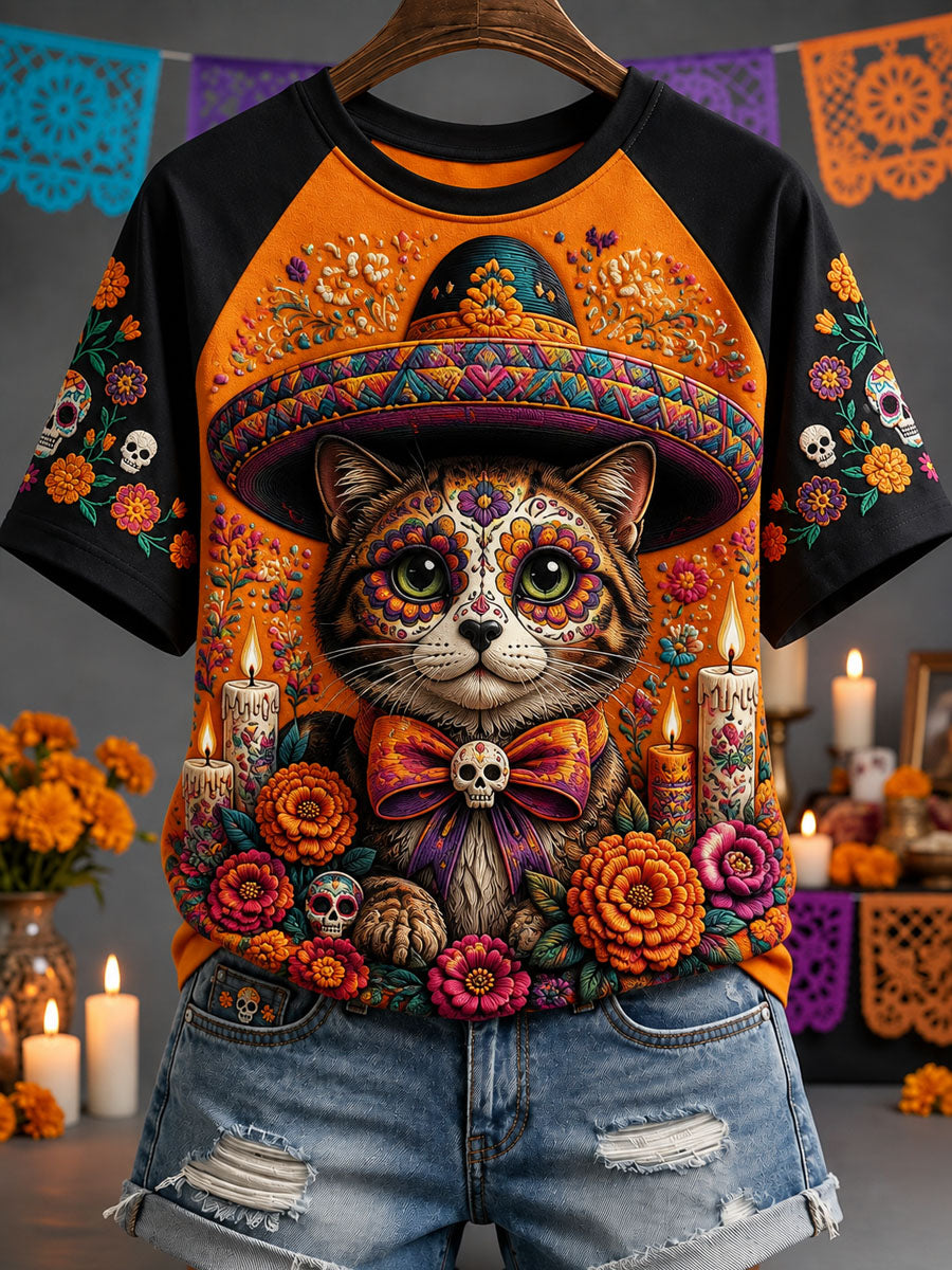 Women's Day of the Dead Print Casual T-Shirt