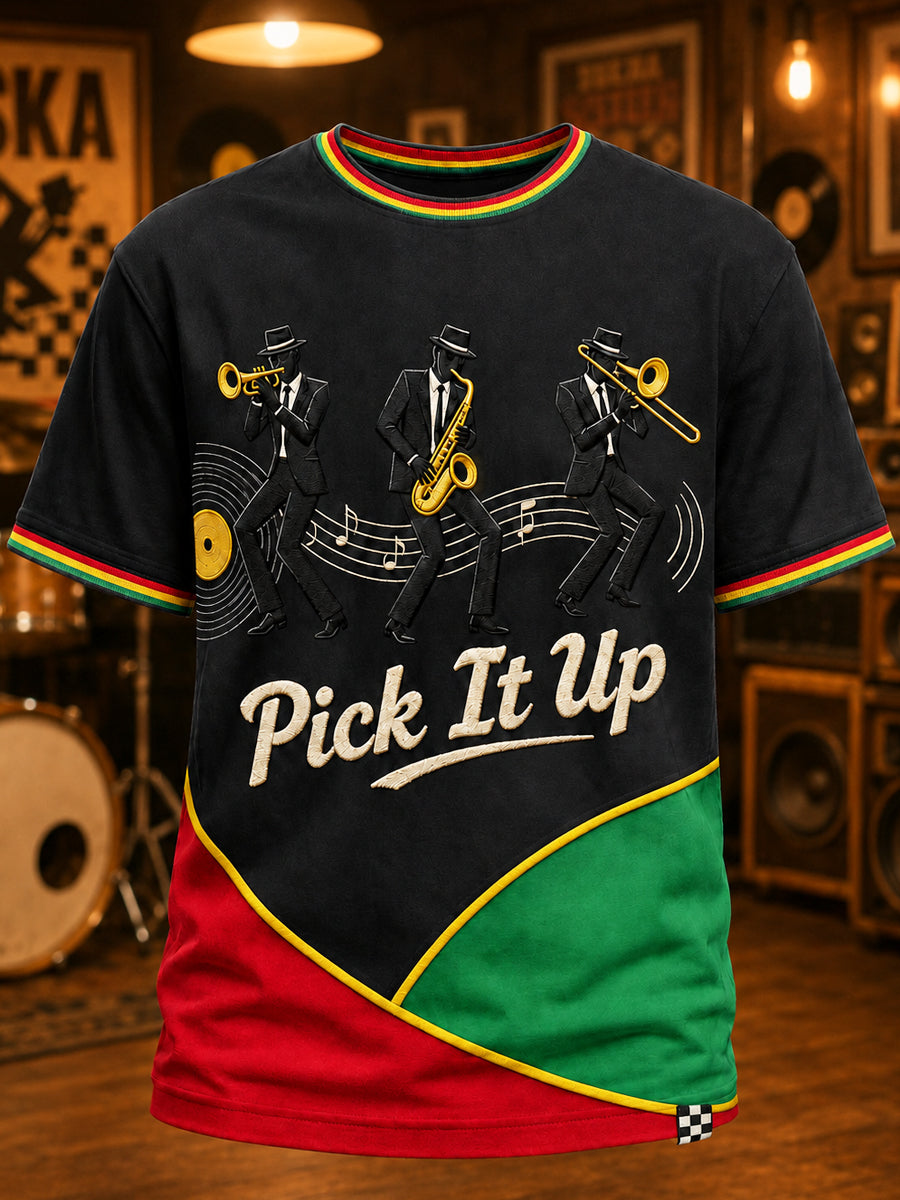 Men's Ska Music Printed Vintage Fashion Loose Short Sleeve T-Shirt
