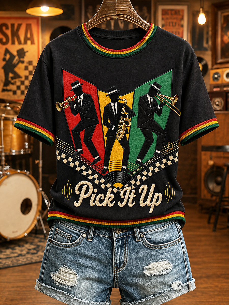 Women's Ska Music Printed Vintage Fashion Loose Short Sleeve T-Shirt