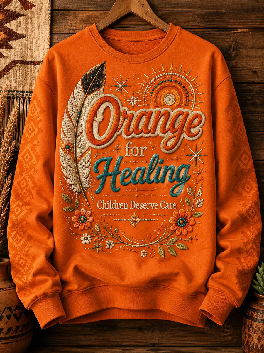 Women's Orange For Healing Children Deserve Care Sweatshirt