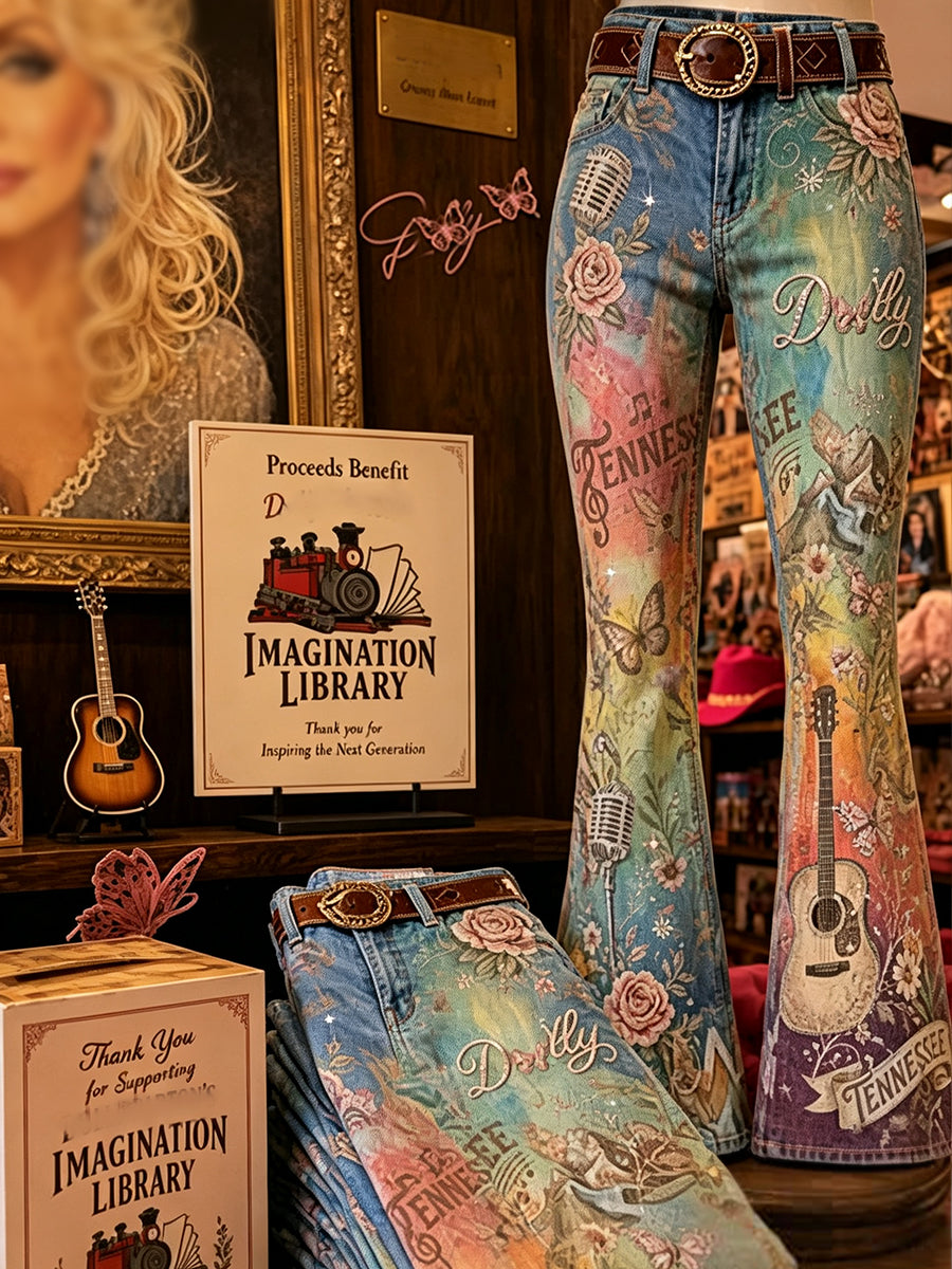 Women's Country Music Lover Floral Art Printed Pants