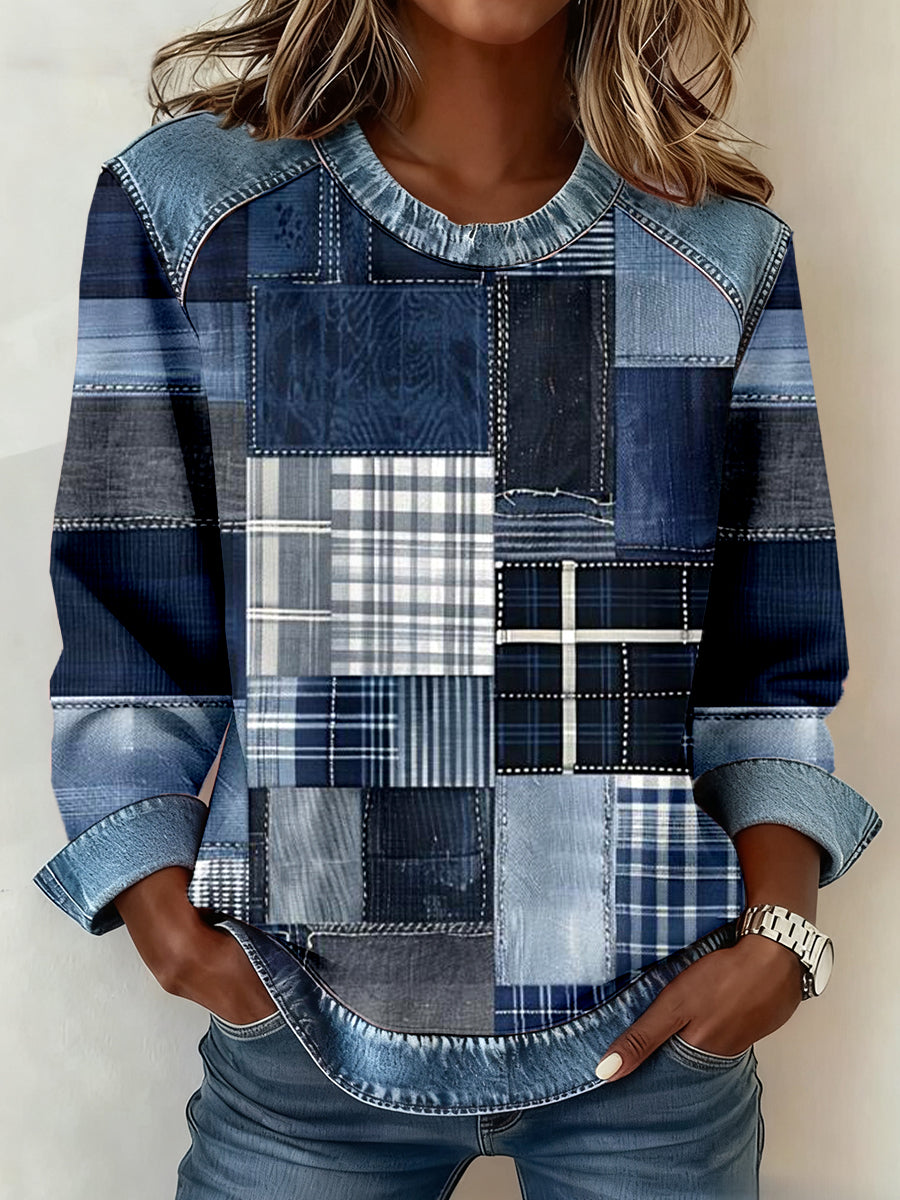 Women's Fashion Patchwork Design Casual Sweatshirt