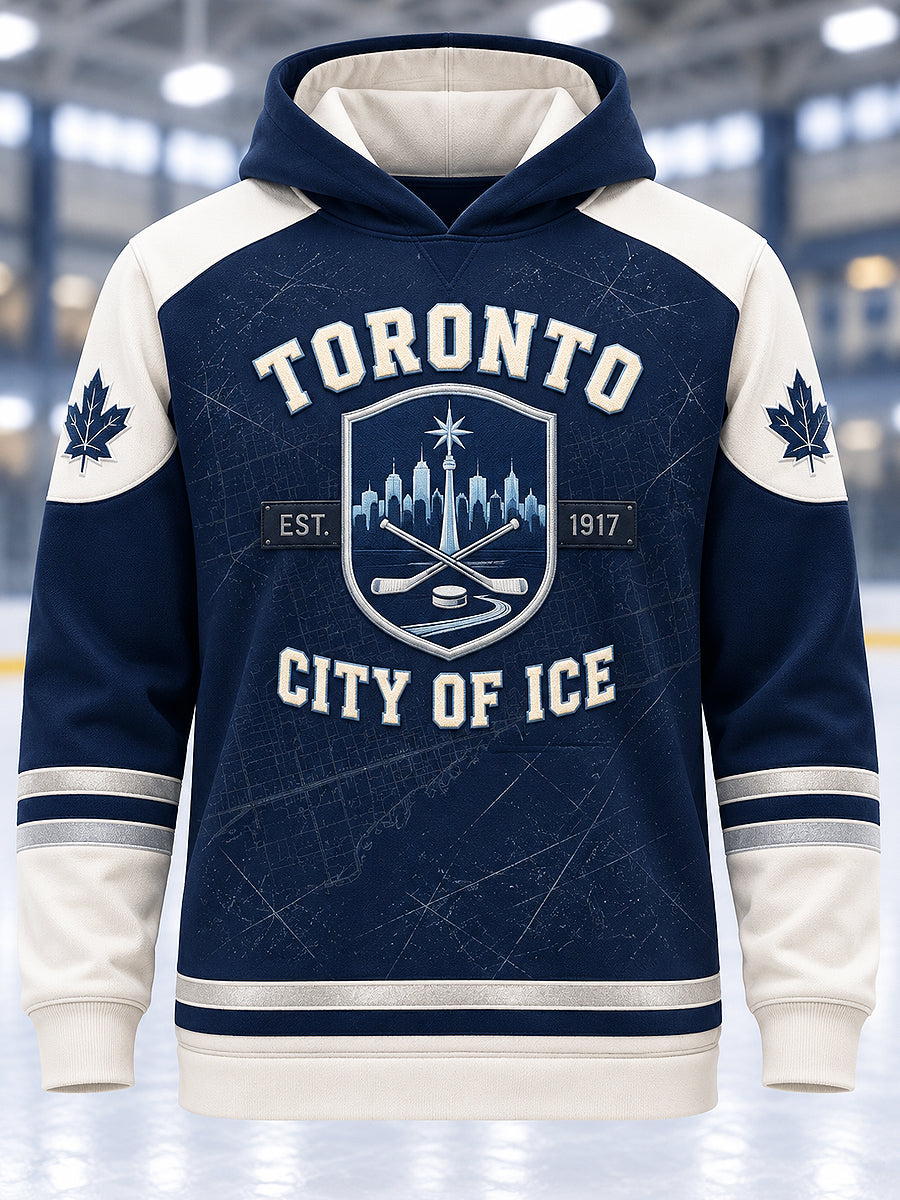 Men's Toronto Ice Hockey Printed Long Sleeved Hooded Sweatshirt