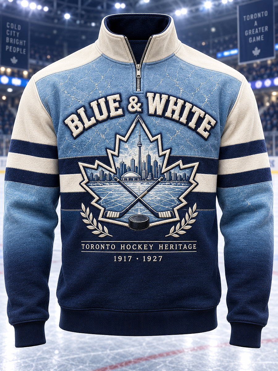 Men's Toronto Ice Hockey Printed Casual Zipper Sweatshirt