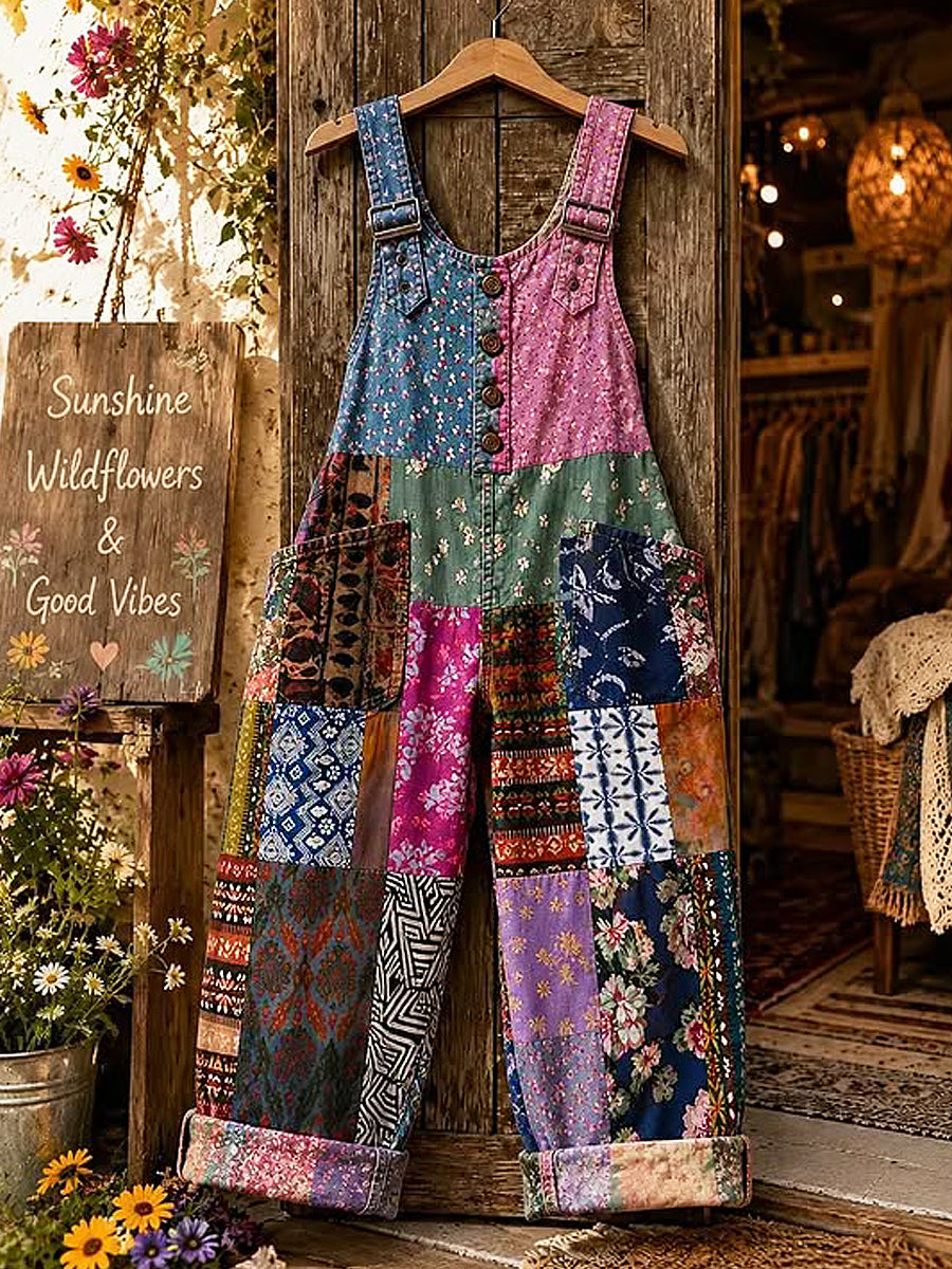 Women's Flower Art Printed Overalls