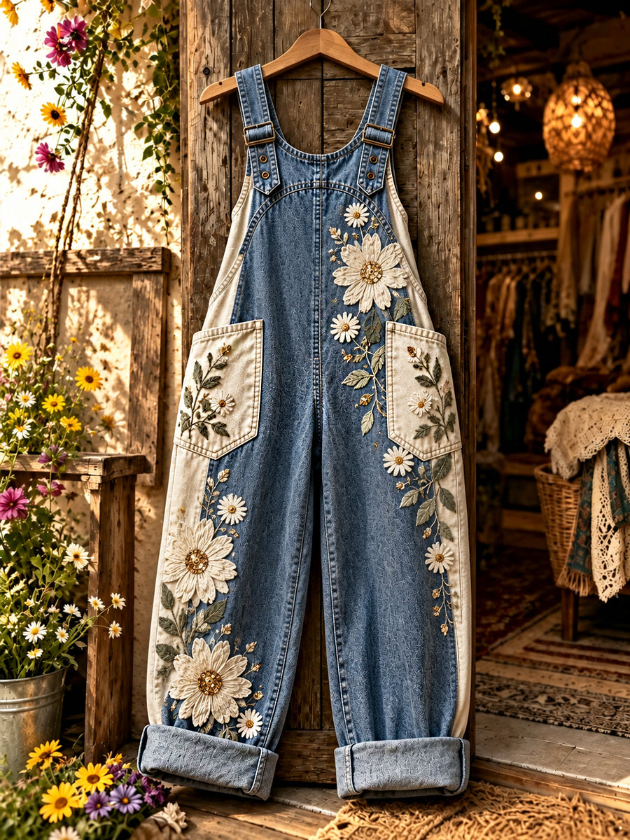 Women's Flower Art Printed Overalls