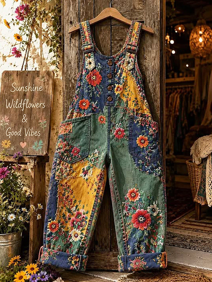Women's Flower Art Printed Overalls