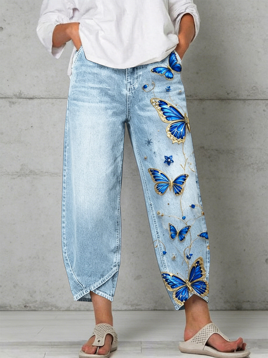  Women's Butterfly Art Print Trousers