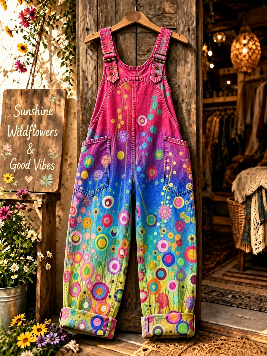 Women's Flower Art Printed Overalls