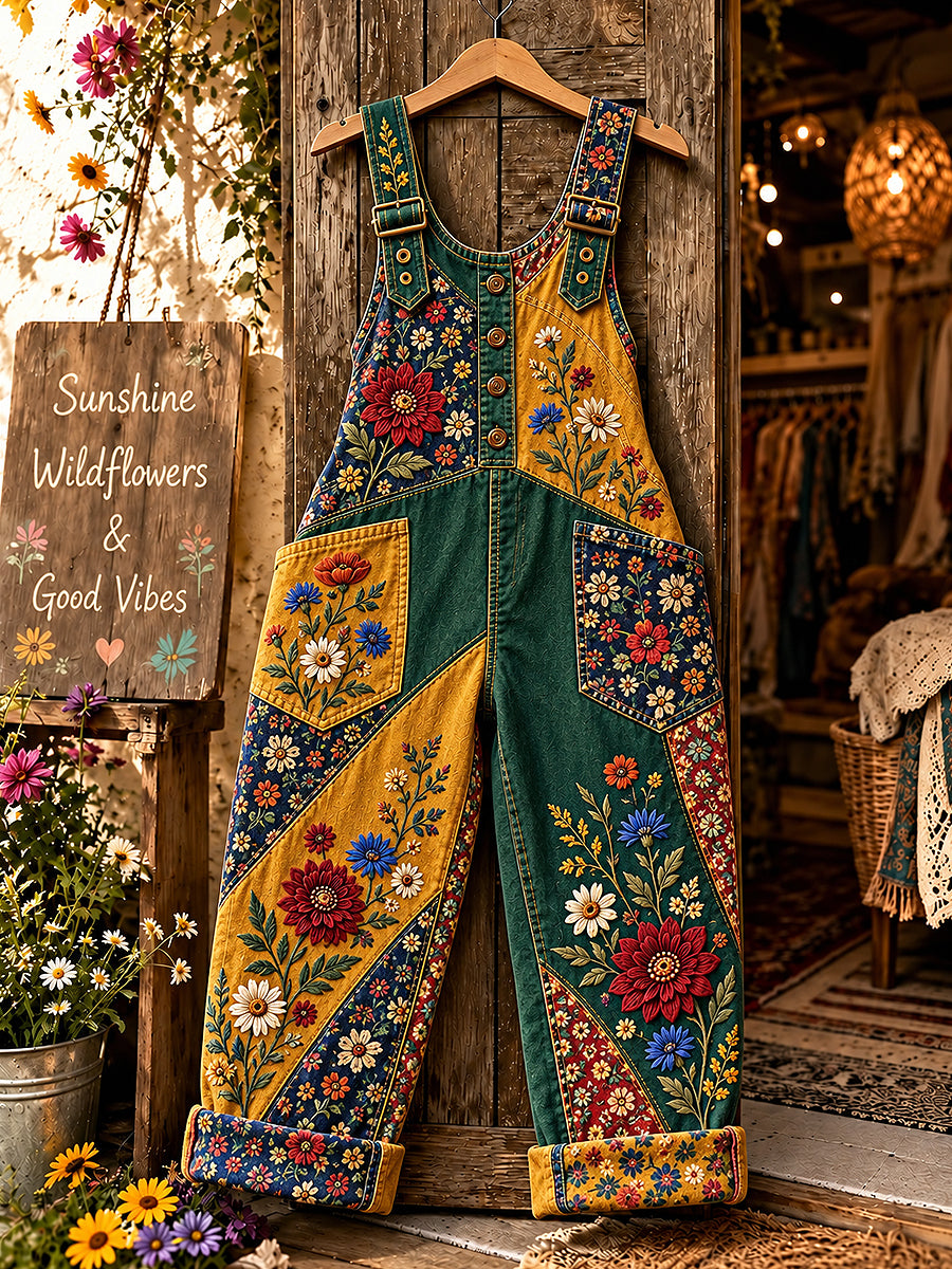 Women's Flower Art Printed Overalls