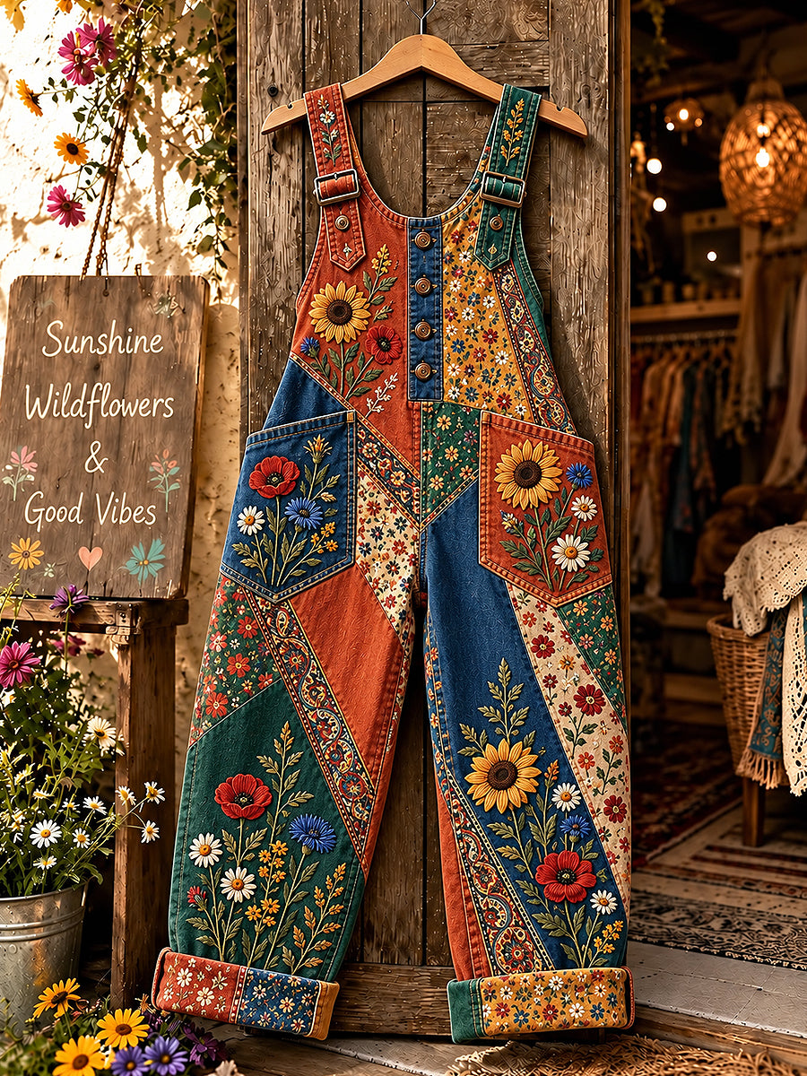 Women's Flower Art Printed Overalls