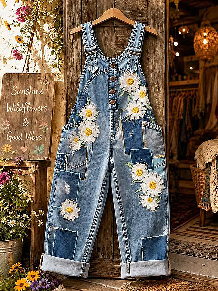 Women's Flower Art Printed Overalls