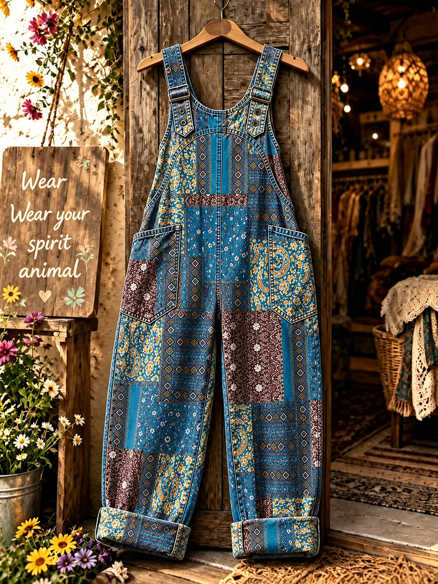 Women's Flower Art Printed Overalls
