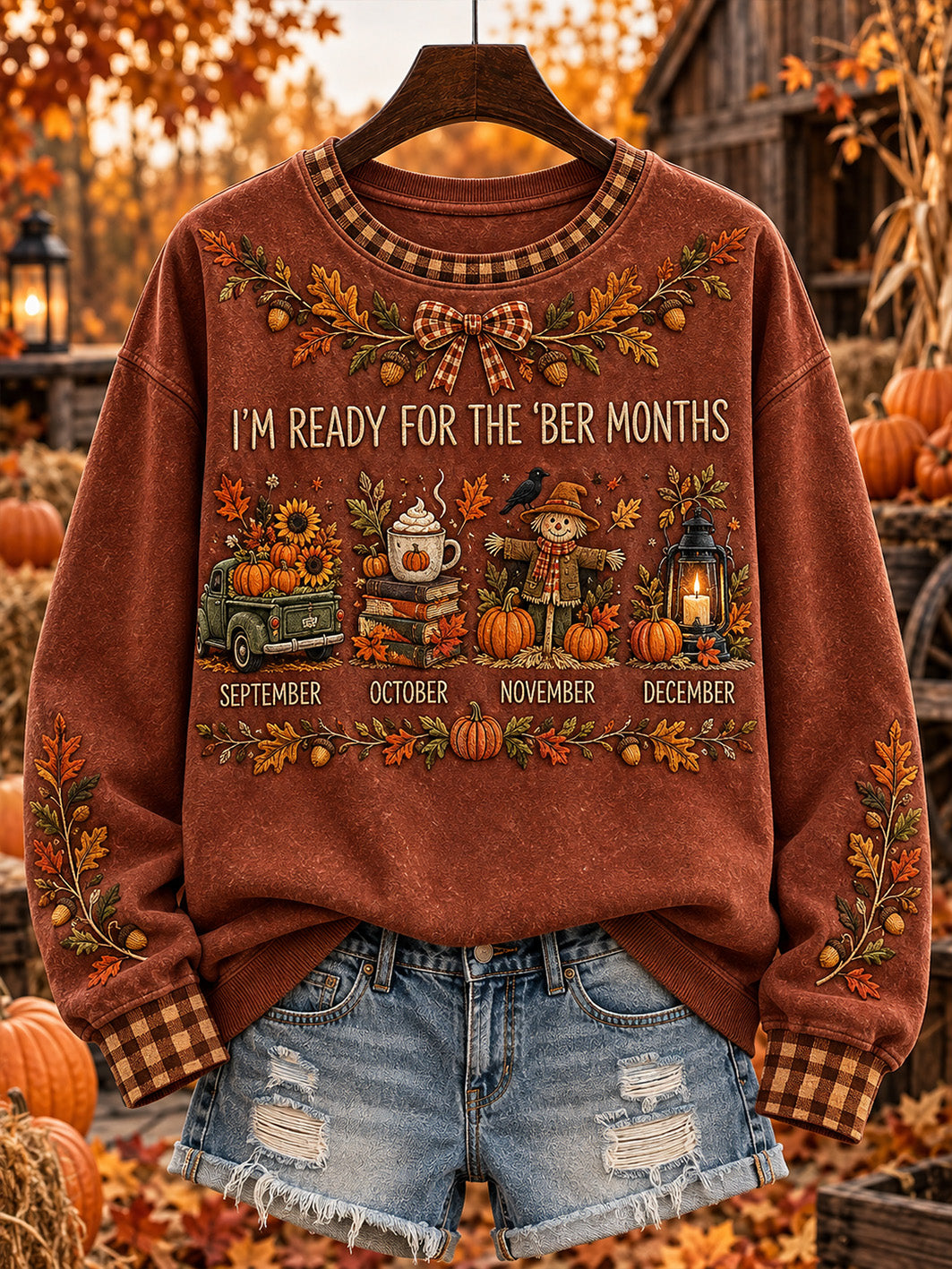 Women's autumn and winter theme pattern design casual sweatshirt