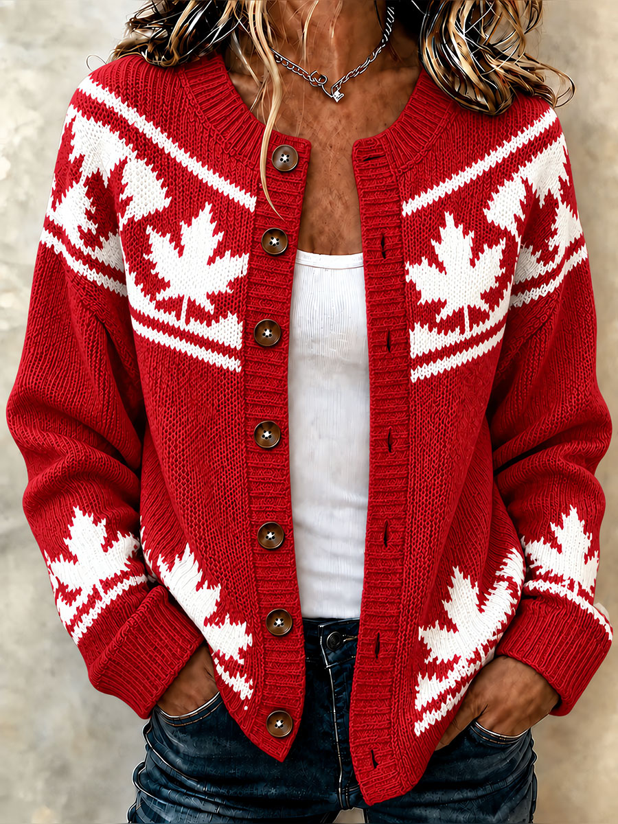 Women's Canada Maple Leaf Casual Cardigan