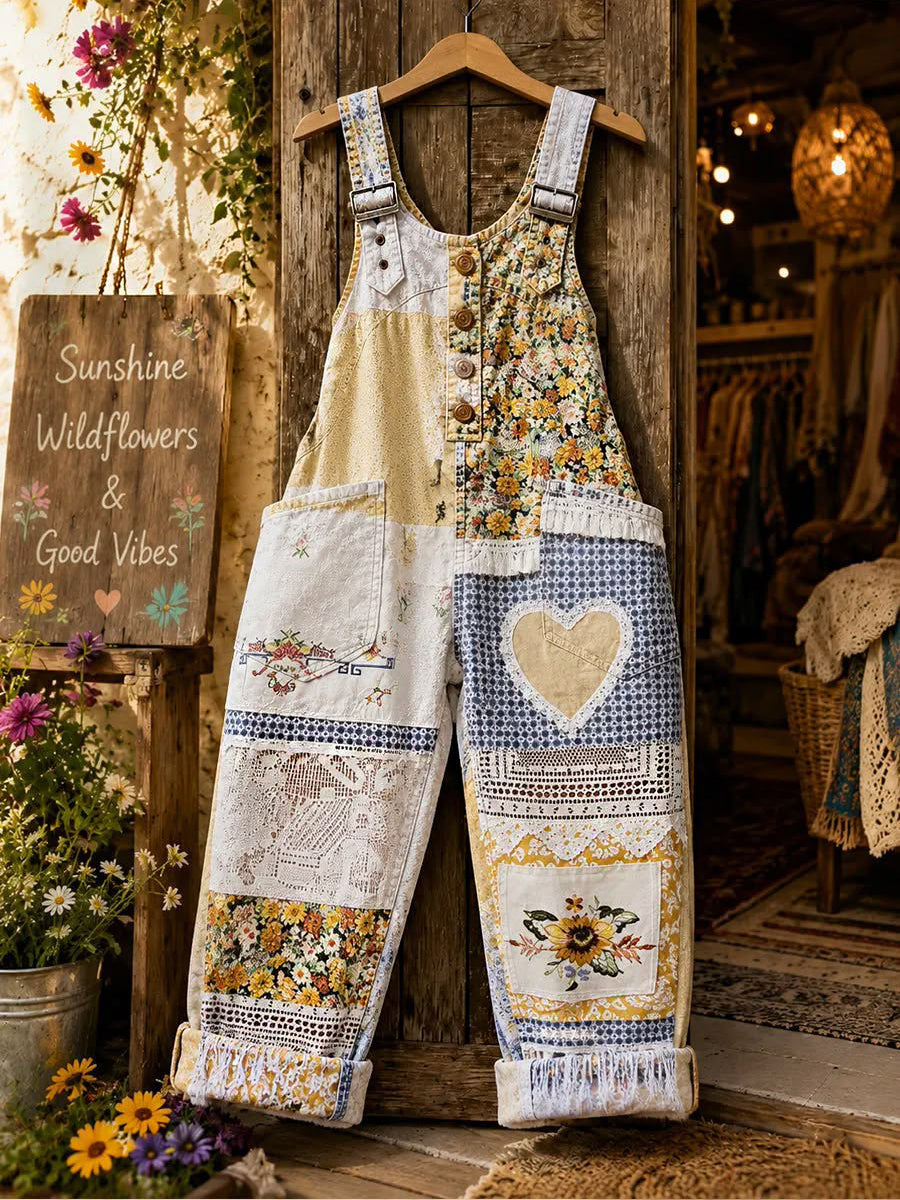 Women's Flowers Art Printed Overalls
